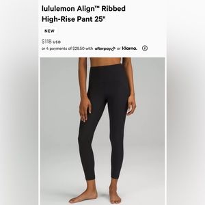 Lululemon ribbed Align pant 25”
